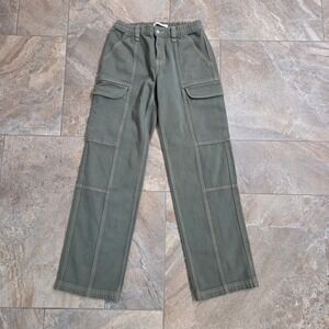 Pacsun Elastic Waist Cargo Pants Olive Green Straight‎ Leg Utility Size S
